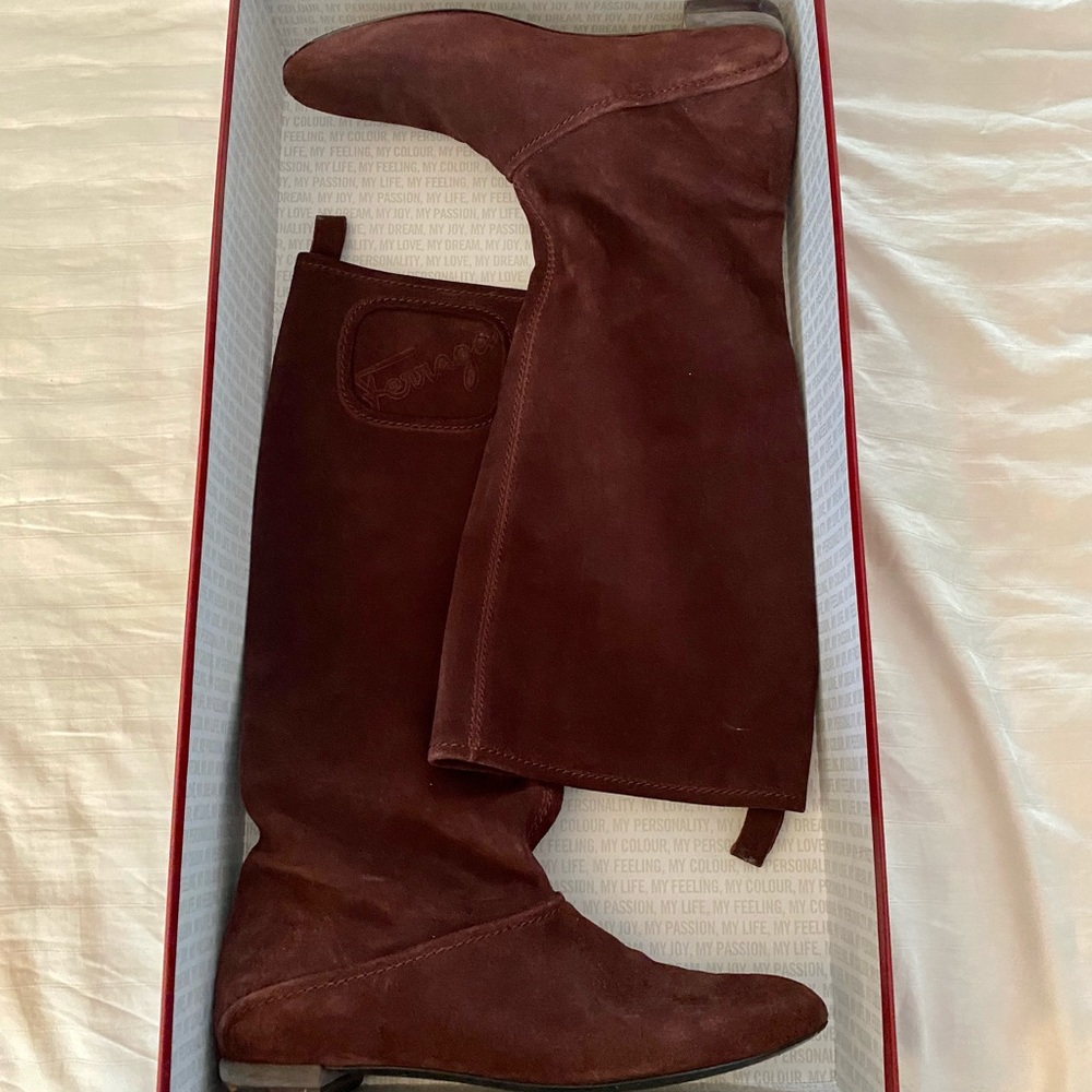 Ferragamo magenta knee high boots